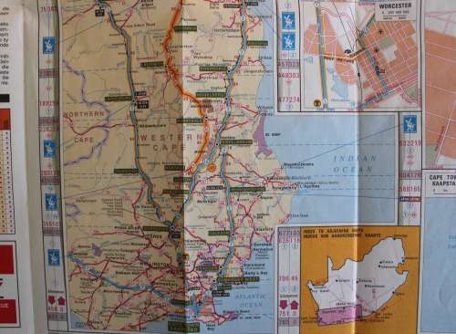 3 x Vintage Folded AA Maps CPT-Beaufort West-PE `97, PE-Upington `93, Kimberley-PE `96