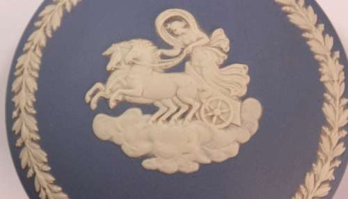 Wedgwood Blue Jasperware Round Trinket Box `Helios` with Lid