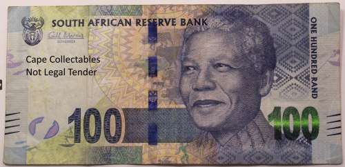 South Africa R100 Gill Marcus MK Circulated Bank Note 2014 (Very Fine.)