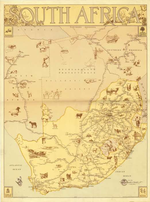 Vintage Railways Map of South Africa 1946 1 x Map Digital Download