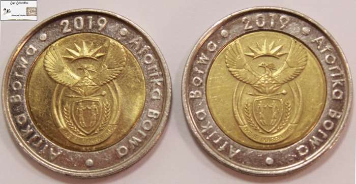 2 x South Africa 5 Rand Coin 2019 25 Years Constitutional Democracy (Two Coins) AU50 Circulated