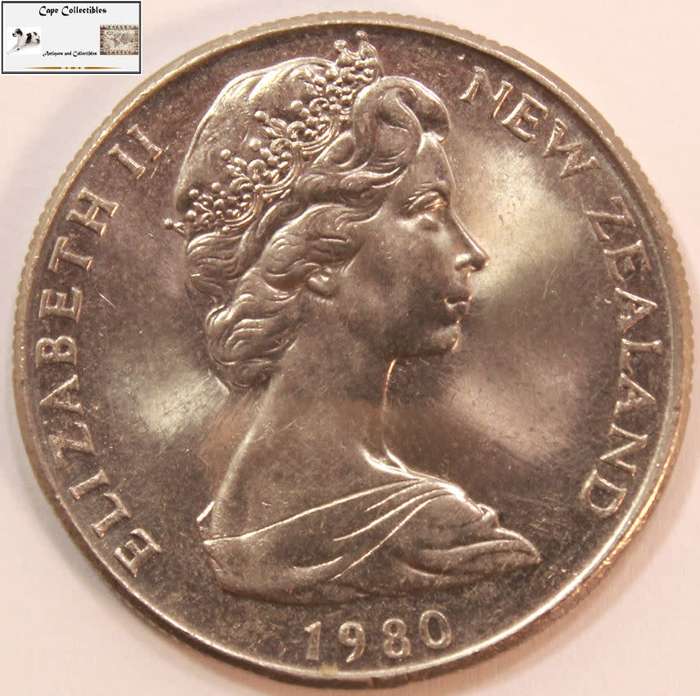 New Zealand 50 Cent Coin 1980 Endeavour Circulated.
