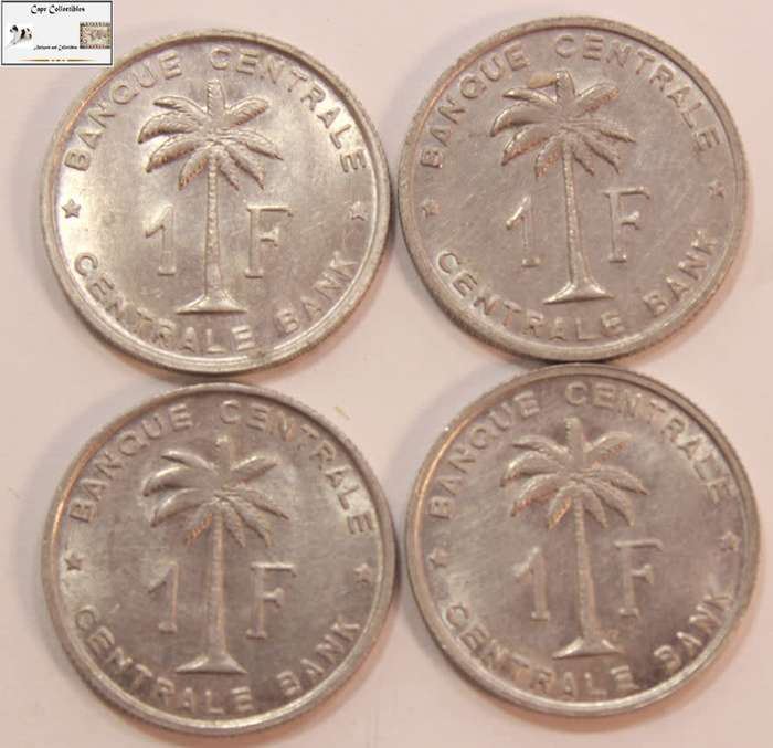 Belgian Congo Ruanda-Urundi 1 Franc 1958 x 4 (Four Coins) Circulated