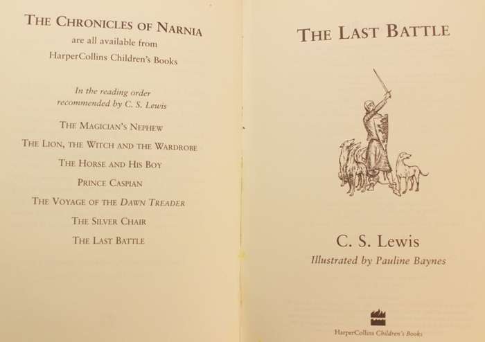 The Chronicles of Narnia `The Last Battle` by C.S. Lewis Hardcover Book