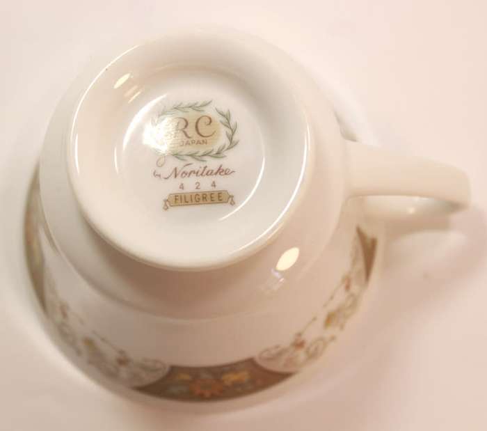 Filigree Pattern 424 Noritake Royal Ceramics White Bone China Tea Service Trio