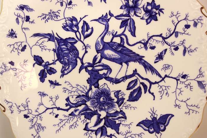 Coalport `Cairo` Blue On White Bone China Square Handled Cake Plate