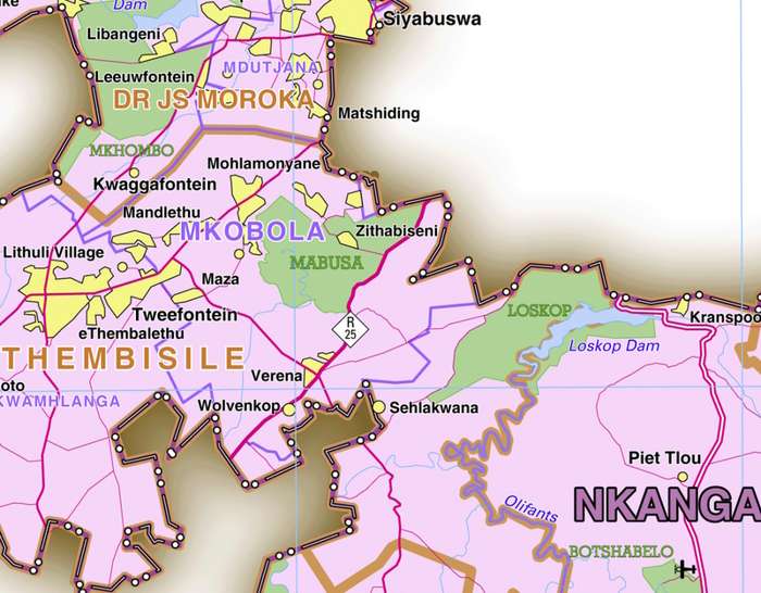 Mpumalanga Provincial Map - Printed and Laminated