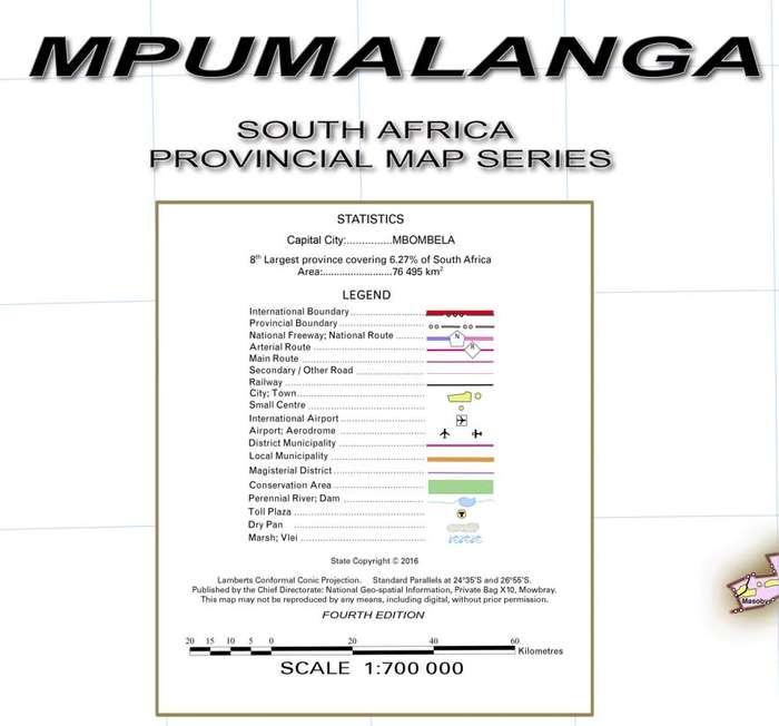 Mpumalanga Provincial Map - Printed and Laminated