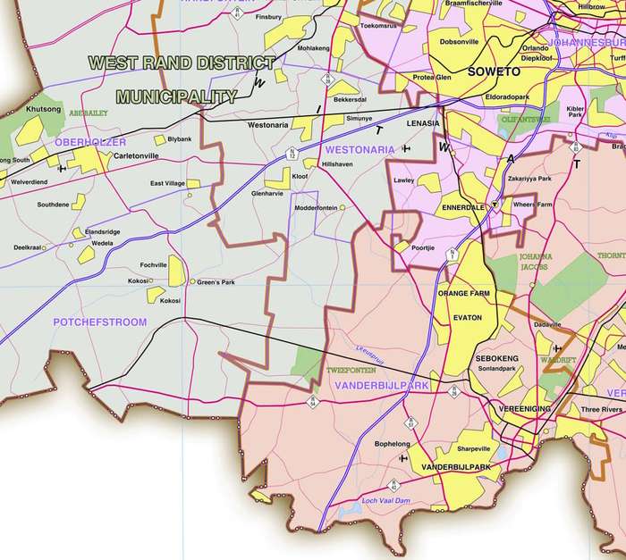 Gauteng Provincial Map - Printed and Laminated