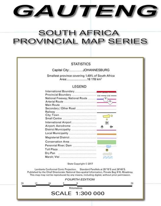 Gauteng Provincial Map - Printed and Laminated