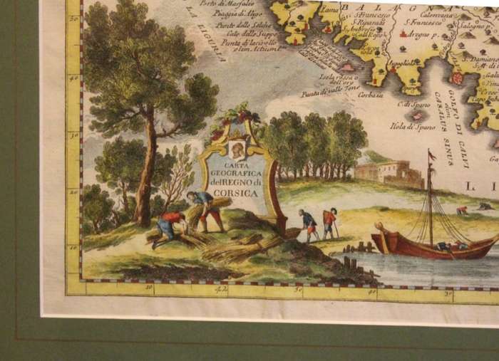 Antique Carta Geografica Del Regno Di Corsica Framed Map (Plate) Published by Giambattista Abrizzi