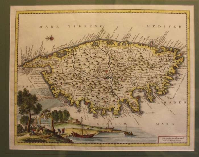 Antique Carta Geografica Del Regno Di Corsica Framed Map (Plate) Published by Giambattista Abrizzi