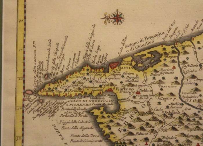 Antique Carta Geografica Del Regno Di Corsica Framed Map (Plate) Published by Giambattista Abrizzi