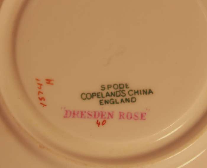 Spode Copeland`s Bone China Dresden Rose Y5741 Tea Cup, Saucer & Side Plate Trio