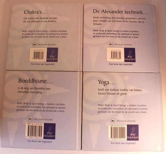 4 x Mind, Body and Spirit  Books Dutch Language (Chakra's, Boeddhisme, Yoga, De Alexander Techniek)