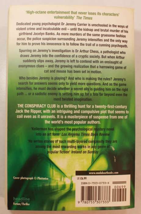 The Conspiracy Club by Jonathan Kellerman Softcover Book
