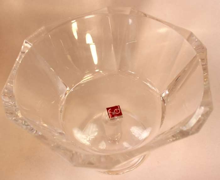 F&D by Pasabache Crystal Glass Reflection 24cm Footed Bowl Hexagonal Shape