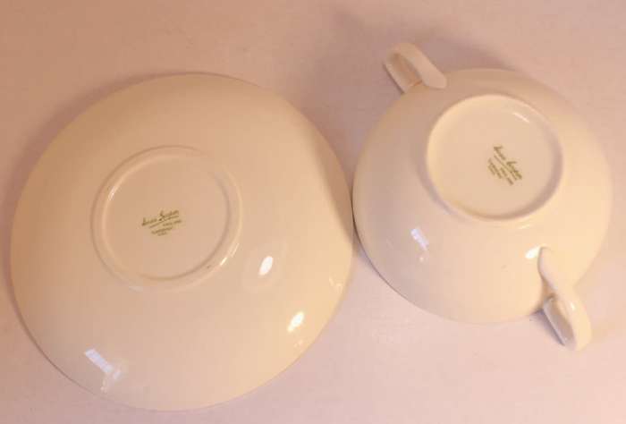 Pair Of Susie Cooper Gardenia E2405 Handled Soup Bowl and Underplate