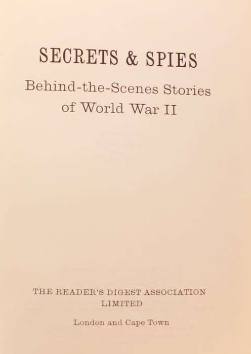 Secrets and Spies Behind the Scenes Stories of World War II Readers Digest Hardcover Book