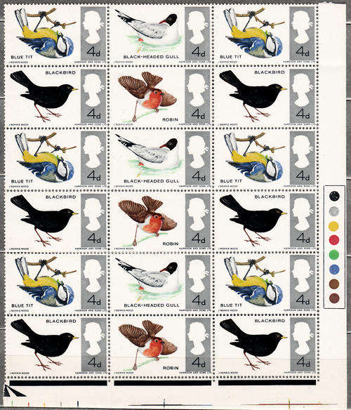 GREAT BRITAIN BIRDS BLOCK OF 18