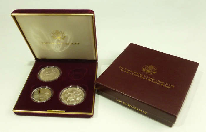 1996 Atlanta Olympics Proof Set with Two Silver Dollars & One-Half Dollar.