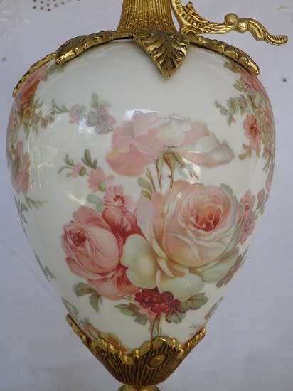 EXQUISITE!! Large Vintage Porcelain Pitcher/Ewer. Gold Tone Ormolu Mounts 43cm Napoleon III Style