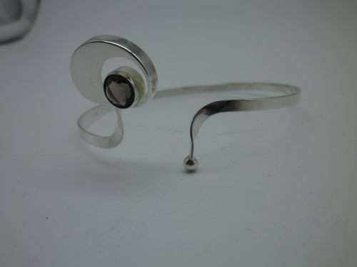 STERLING SILVER & Champagne TOPAZ BANGLE KULTASEPPA SALOVAARA TURKU FINLAND 1960s 7,1g