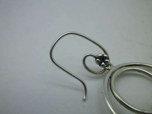 PANDORA STERLING SILVER & 2 TONE AMETHYST DOUBLE HOOP EARRINGS