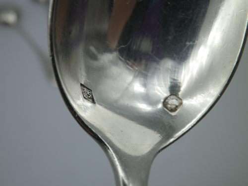ANTIQUE FRENCH HALLMARKED STERLING SILVER 8 TEA SPOONS Armand Fresnais 1877-1927 13.5cm 135grms