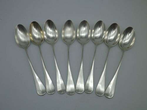 ANTIQUE FRENCH HALLMARKED STERLING SILVER 8 TEA SPOONS Armand Fresnais 1877-1927 13.5cm 135grms