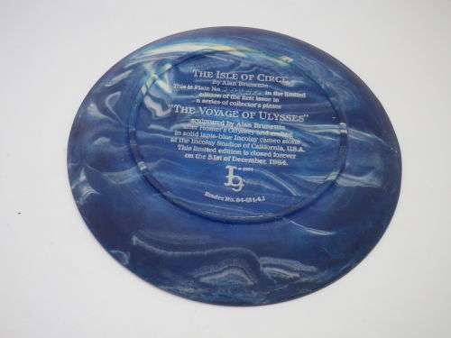 `The Voyage of Ulysses` Display Plate. Lapis Blue Incolay Cameo Stone USA  Art by Brunettin