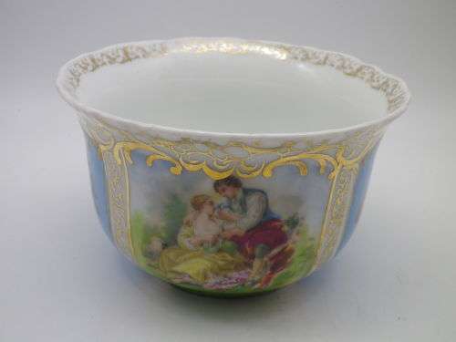 ANTIQUE 1865 - 1911 VON SCHIERHOLZ GERMANY PORCELAIN LARGE SUGAR BOWL. RARE