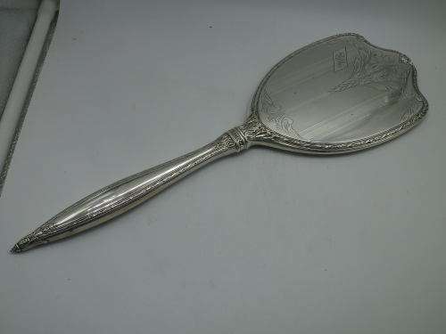 Vintage Art Nouveau Style Sterling Silver Hand held Beveled Mirror 40 cm long MAGNIFICENT