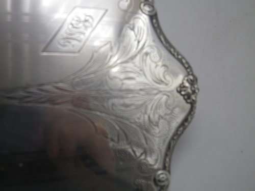 Vintage Art Nouveau Style Sterling Silver Hand held Beveled Mirror 40 cm long MAGNIFICENT