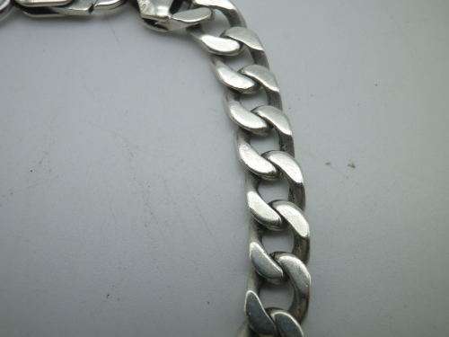 Vintage Sterling Silver Curb Link Identity Bracelet. Made in Italy 20cm 18grms
