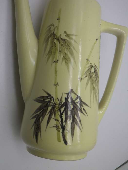 Unusual oriental Vintage coffee pot with Bamboo pattern
