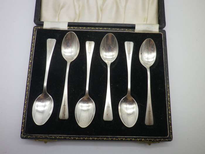 ART DECO Hallmarked Silver Coffee Spoons.  Birmingham, 1940 William Suckling Ltd 9.5cm 51 g