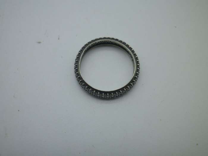 PANDORA Sterling Silver Eternity Ring, double row cubic zirconias Size: O 1/2. weight: approx 2.5grm