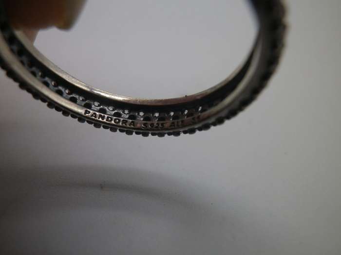 PANDORA Sterling Silver Eternity Ring, double row cubic zirconias Size: O 1/2. weight: approx 2.5grm