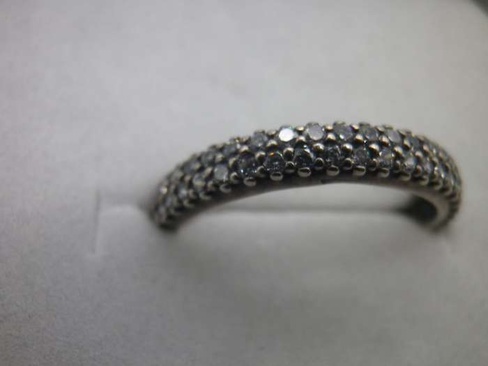 PANDORA Sterling Silver Eternity Ring, double row cubic zirconias Size: O 1/2. weight: approx 2.5grm