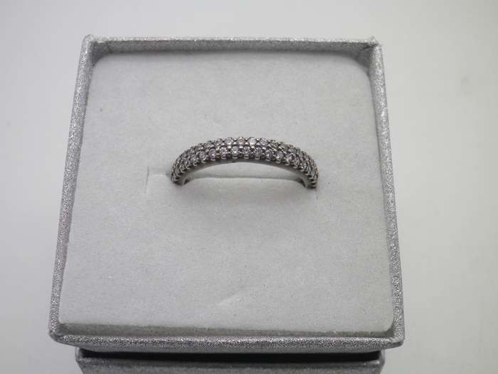 PANDORA Sterling Silver Eternity Ring, double row cubic zirconias Size: O 1/2. weight: approx 2.5grm