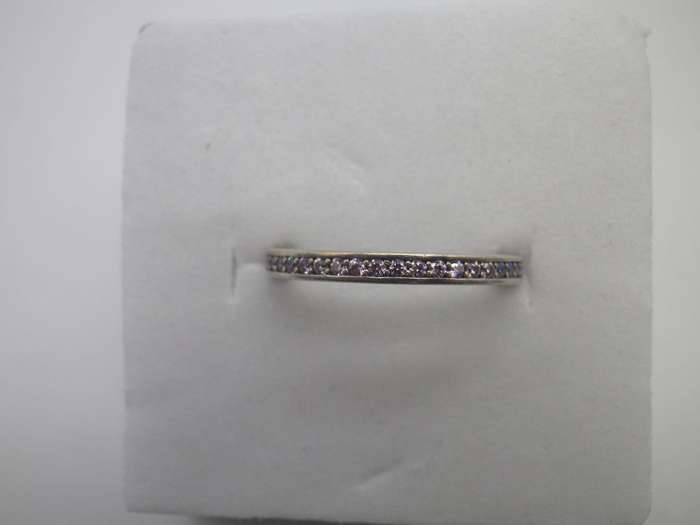 PANDORA Sterling Silver with hearts, Pink cubic zirconias & enamel Ring Size: L