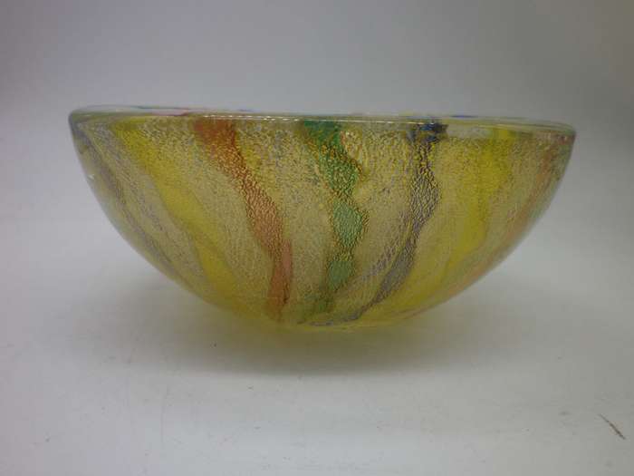 Mid Century Italian Latticino & Gold Art Glass Small bowl. 11 x 5cm BEAUTIFUL!!