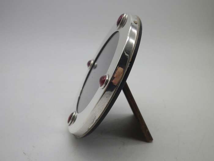 Sterling Silver Round Vintage Photo frame with Semi precious stones/glass insets. 9cm