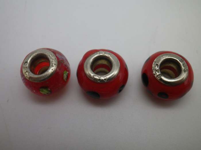 Glass Troll Bead Charms with Sterling Silver. Compatible with Pandora bracelet