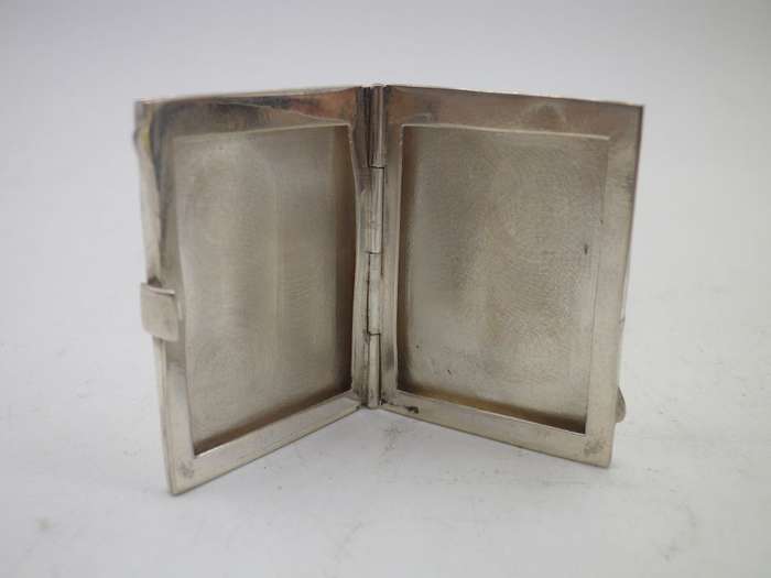 Miniature Silver Travelling Double PHOTO FRAME Hallmarked B/ham c1991 3.7x 3cm 12.6 g