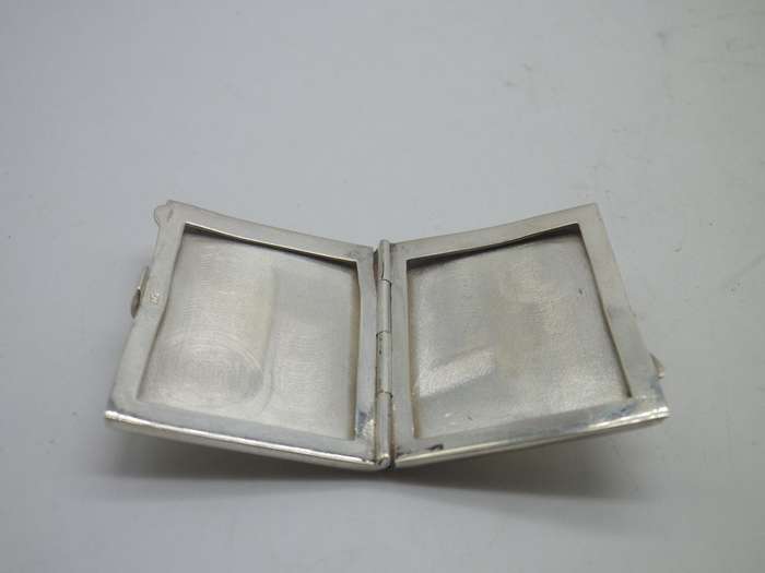 Miniature Silver Travelling Double PHOTO FRAME Hallmarked B/ham c1991 3.7x 3cm 12.6 g