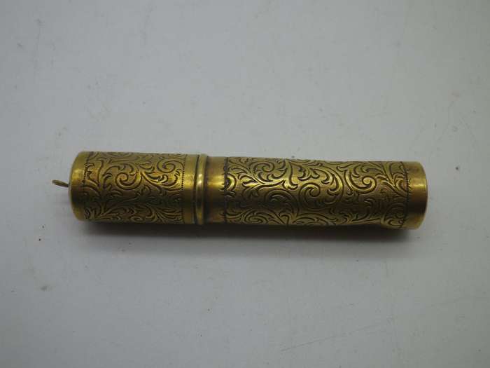 Unusual Vintage brass cased miniature Manicure Set to attach to Chatelaine