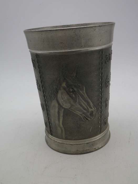 Quality Vintage Zinn Pewter EQUESTRIAN theme Tumbler