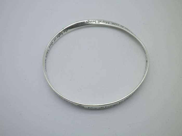 Hallmarked Silver BUDDHIST LOVING KINDNESS MOBIUS Bangle  14g RARE Designer Beauty!